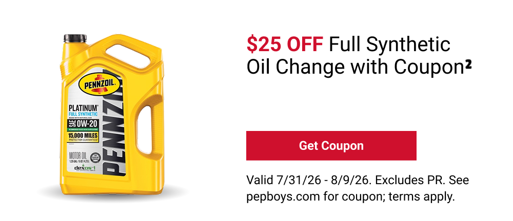 $25 OFF FULL SYNTHETIC OIL CHANGE WITH COUPON(2)