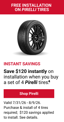 FREE INSTALLATION ON PIRELLI TIRES