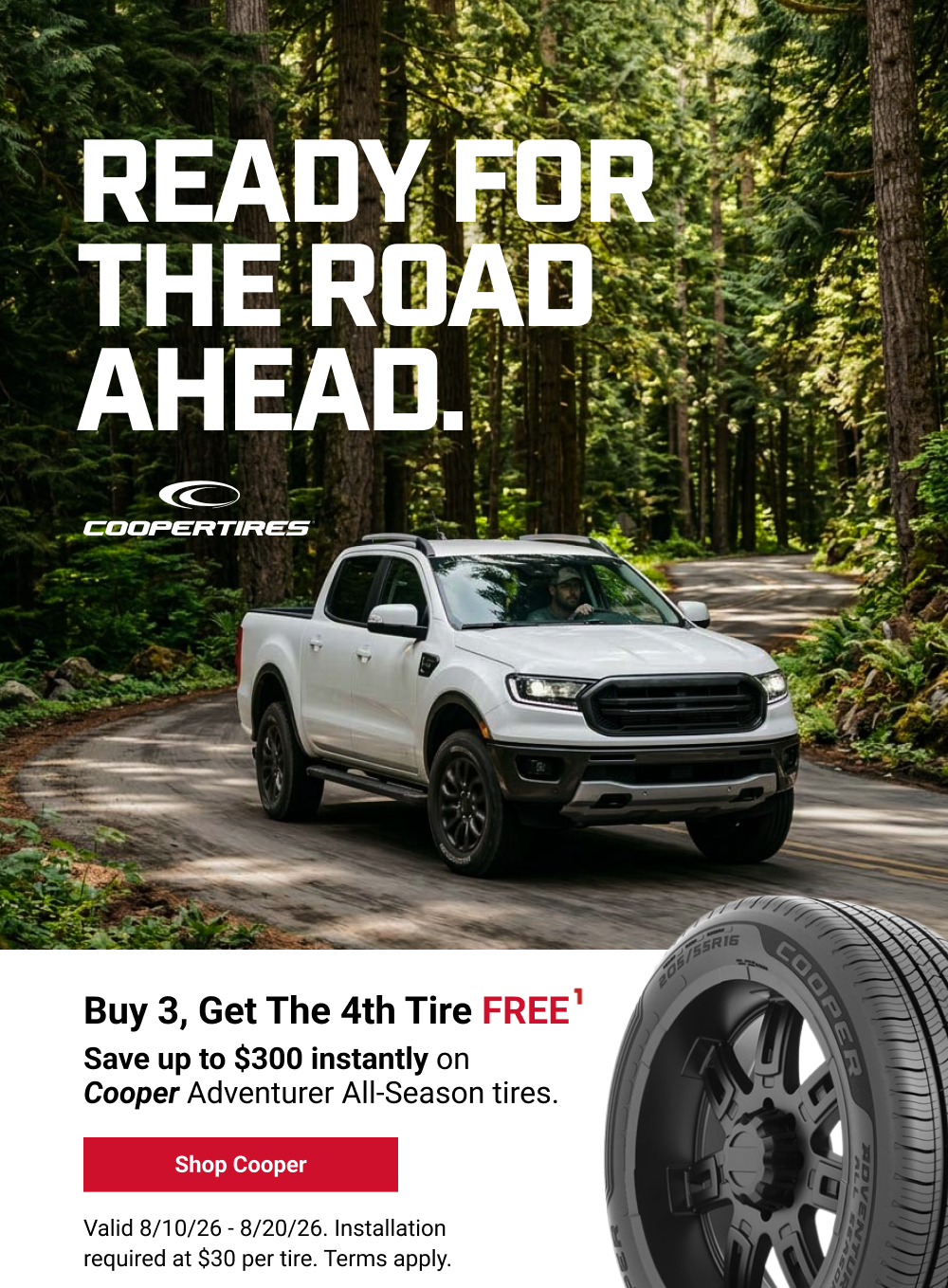 BUY 3, GET THE 4TH TIRE FREE(1)